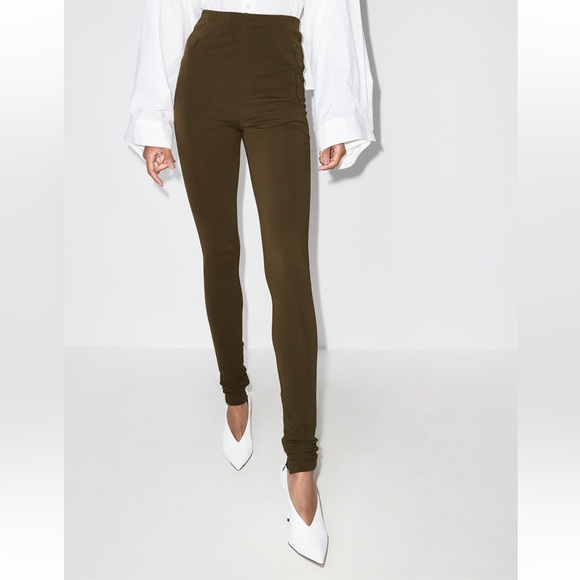 Wardrobe.NYC Split Hem Olive Leggings - Picture 1 of 5